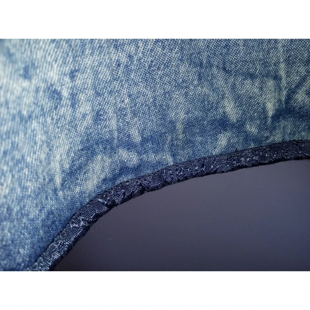 Vintage Acid Wash‎ Denim Floral Embroidered Button Front Jacket Light Blue Boho